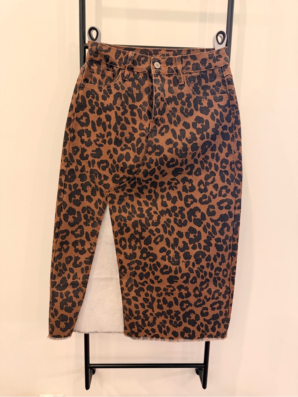 Leopard Print High-Waist Women Jeans Skirt - Brown/Black NWOT